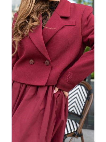 PROJECT RUNWAY Krótka  Marynarka z haftem bordo