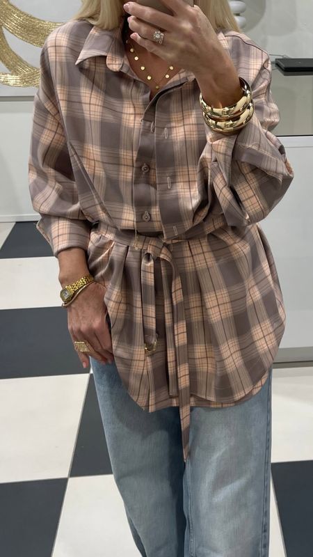 Livi Koszula Gia krata beżowo-brązowa