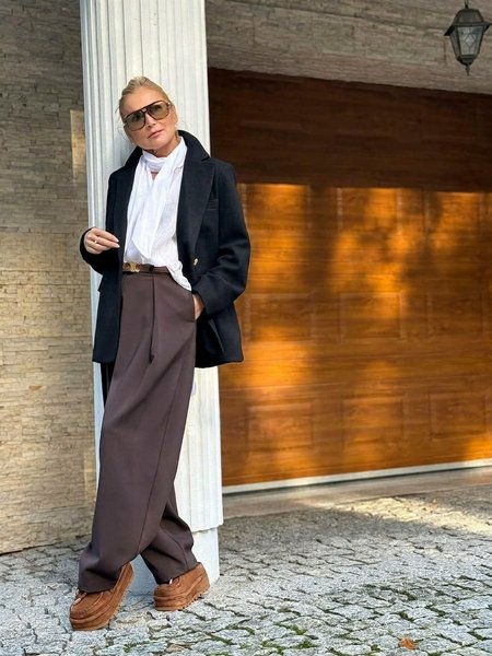 La Viva   Marynarka Płaszczyk  oversize  wełna czarna 